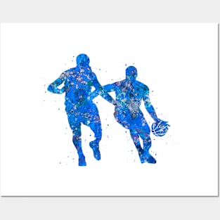 Basketball Dirbble - Blue Posters and Art